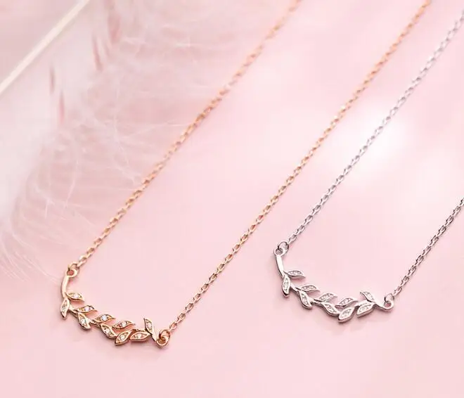 1PC 100% REAL. 925 Sterling Silver FINE Jewelry Olive Leaf Branch Slide Pendant Necklace GTLx1697 | Украшения и аксессуары