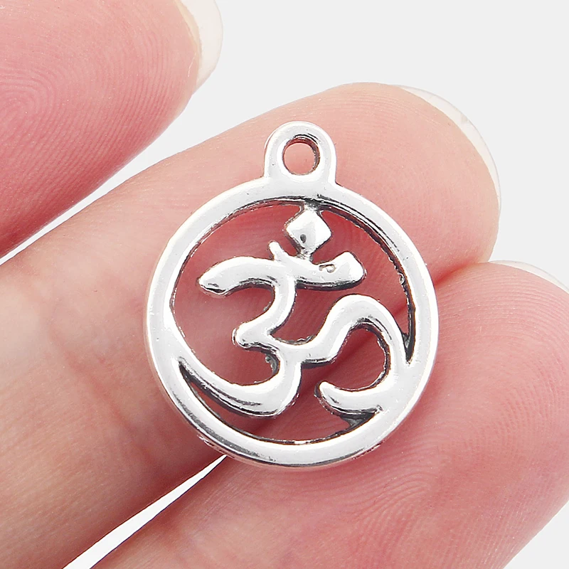 

20pcs OM/AUM Double-Sided Charms Pendants Beads For Women Necklace Accessories Jewelry Gifts DIY Headmake Making 18mm