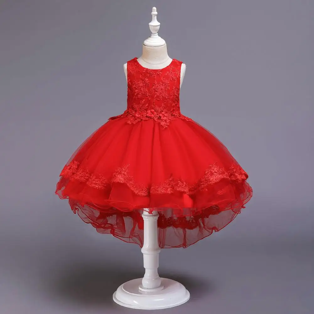 CAILENI Children Formal Party Dress New Kid Girls Princess Dress Prom Ball Gown Birthday Gift Frock For Girls 2-10 Years - Цвет: red