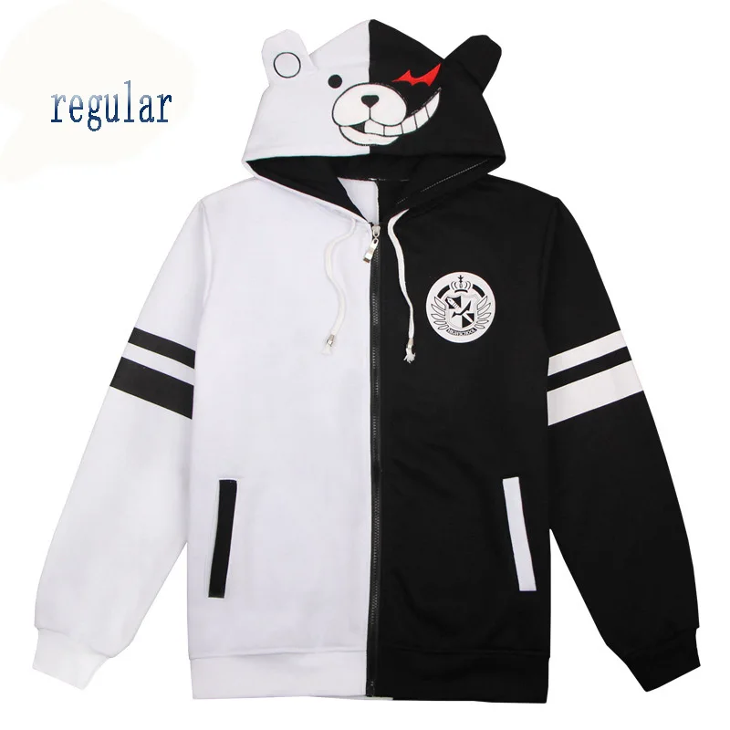 Аниме Danganronpa Косплей Монокума костюм унисекс толстовка с капюшоном черный белый медведь с длинным рукавом повседневное пальто куртка