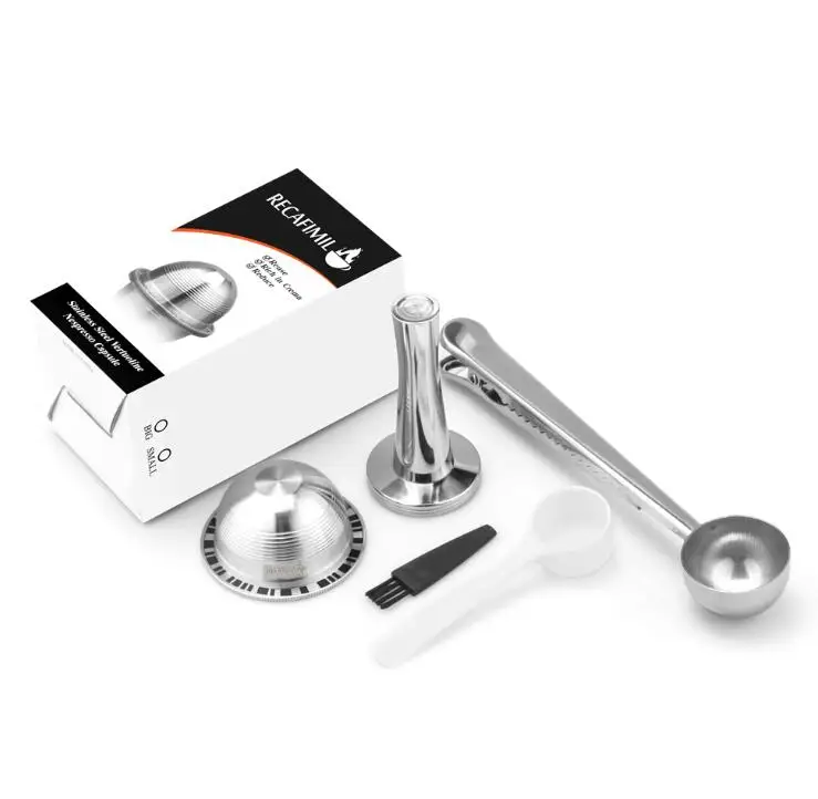 ICafilas, стальной многоразовый(G1) фильтр для кофейных капсул Nespresso Vertuo, эспрессо Vertuoline для VertuoPlusLine - Цвет: 1G1Capsule1tamper1s