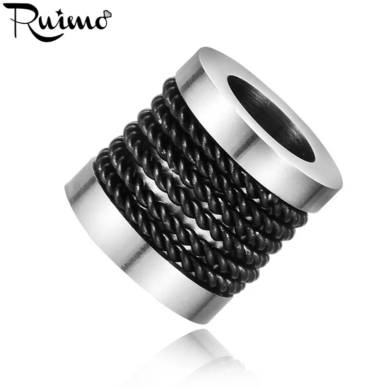 steel RUIMO Новое поступление покрытие Бусы из нержавеющей стали провод сварки Большой отверстие раздельные бусины, установка самодельный кожаный браслет ювелирных изделий - Цвет: steel