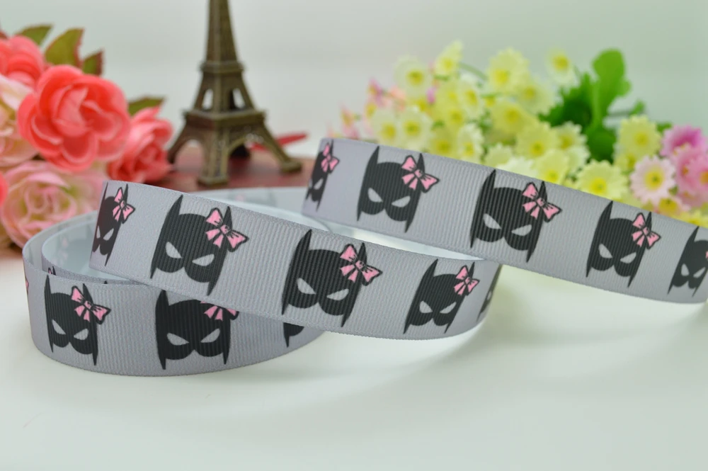 DUWES 7/8 &quot22 мм 2 5 10 50 ярдов Бэтмен маска в стиле Бэтгерл герой печатных grosgrain ленты