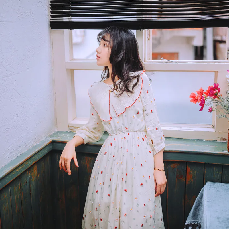 Женское длинное платье с вышивкой в стиле ретро весна 2019 | Женская одежда