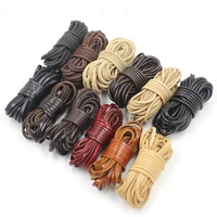 2 meters coffeeredbrown natural genuine leather cords 3mm roundflat beading leather rope for necklace diy jewelry materials