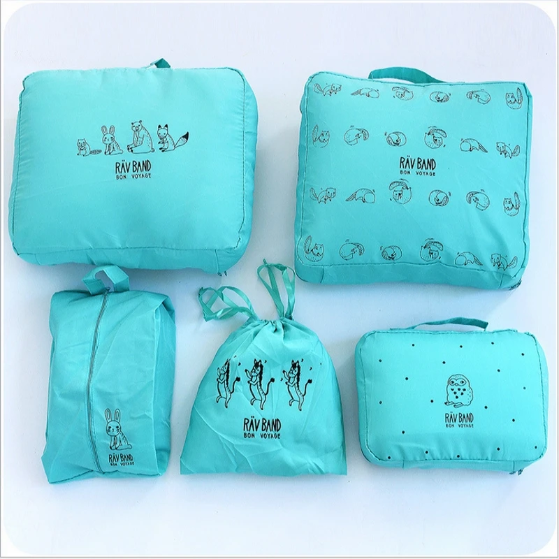 Набор из 5 штук милых животных. Переносные сумки для хранения одежды с молнией органайзер для чемоданов, ручной сумки и отделителя контейнера.