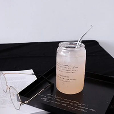 Black words no straw 400 мл Nordic Стекло бутылка для воды, молока Скандинавии Кофе пивной стакан для напитков с письмо Творческий дом Декор - Цвет: Black words no straw