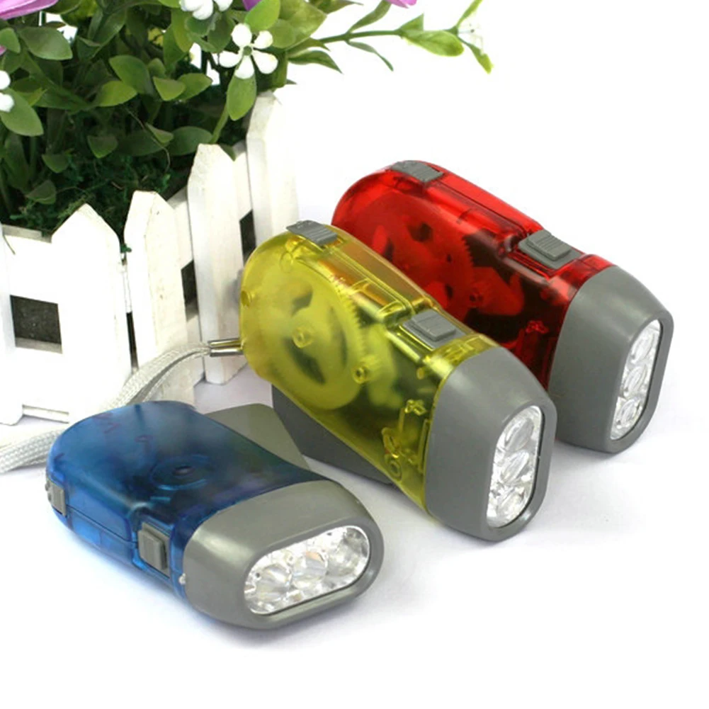 Self generating outdoor hand pressure 3LED Dynamo Flashlight Environmental Protection