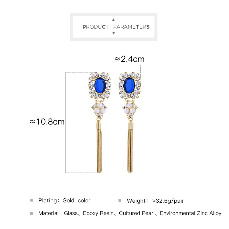 Элегантные Свадебные акриловые серьги для женщин винтажная синяя Длинная