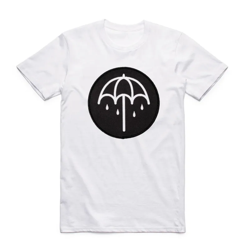 Модная футболка Bring Me The Horizon летняя белая с коротким рукавом в металлическом