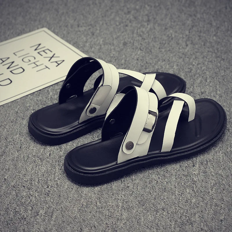 2019 летние пляжные сандалии мужская обувь кожаные Нескользящие модные для мужчин