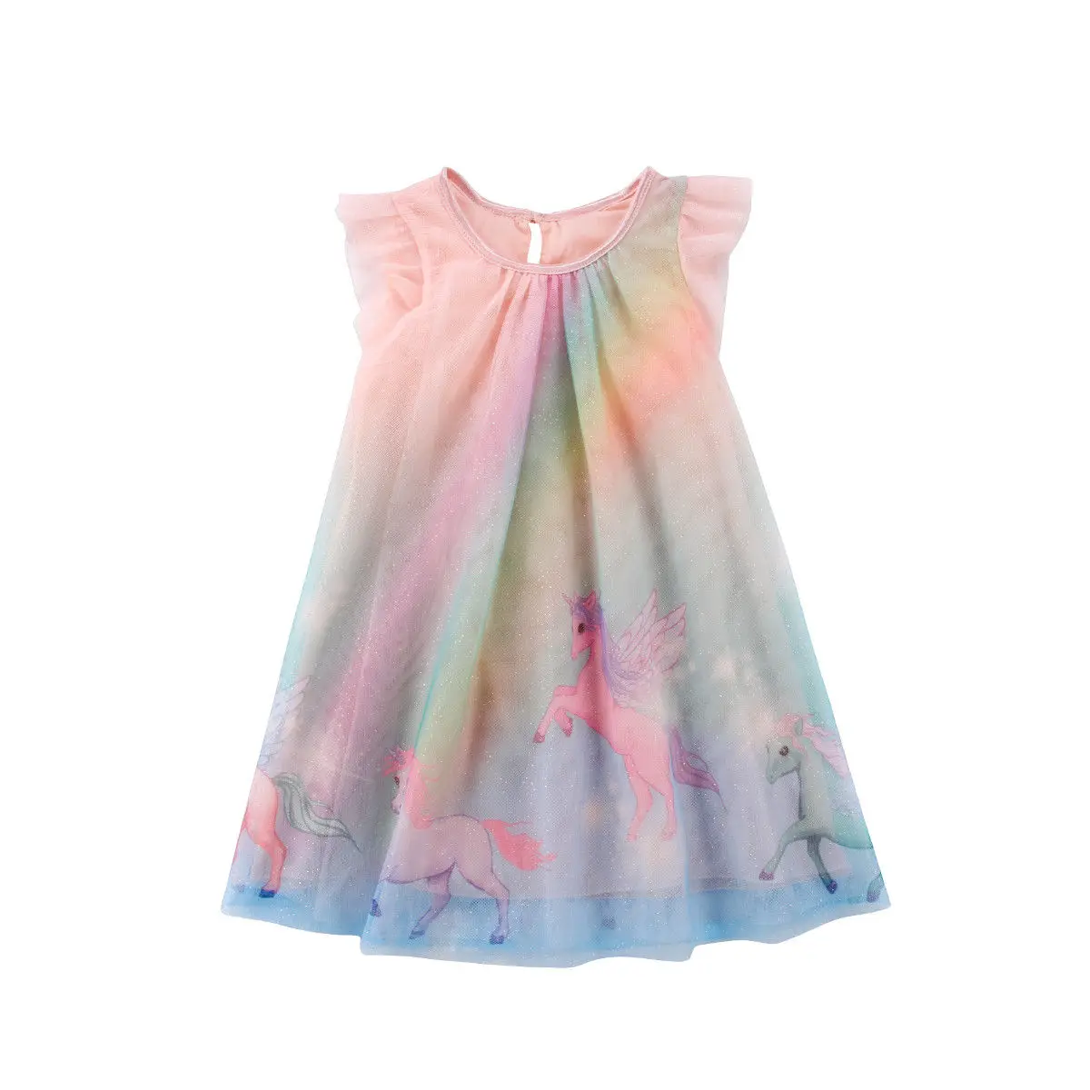 

2019 Brand New Summer Toddler Baby Girl Unicorn Lace Dress Sleeveless Solid Tulle Tutu Party Dress Sundress 12M-7T