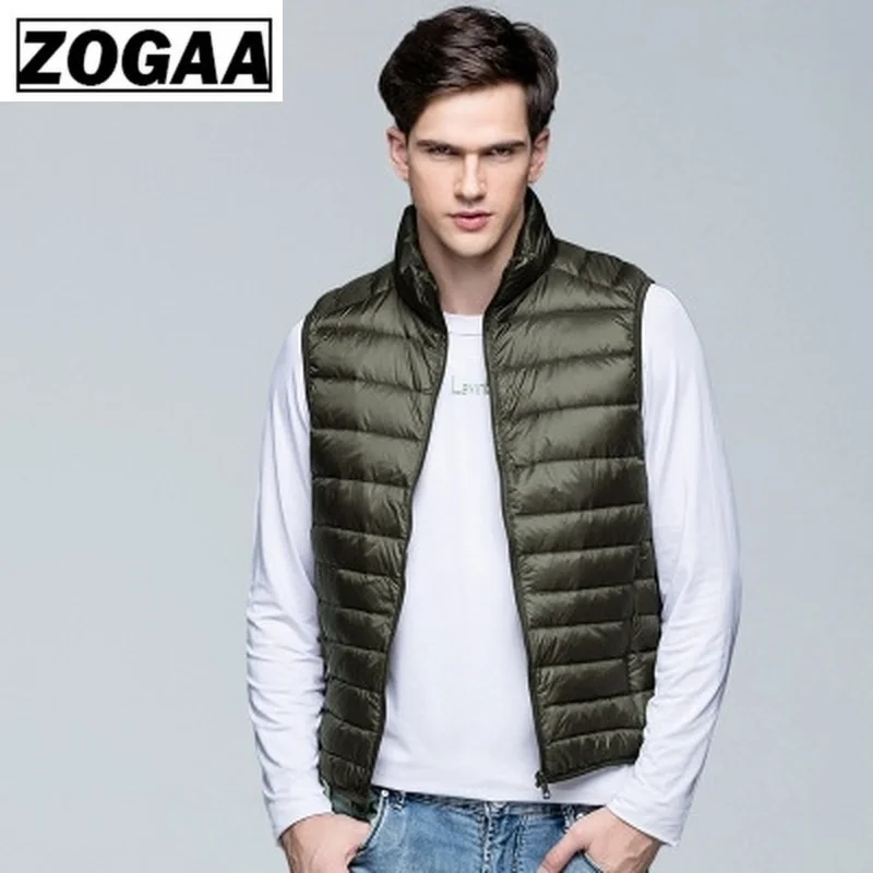 ZOGAA 2019 новый зимний мужской жилет на утином пуху ультра легкий Свободный без
