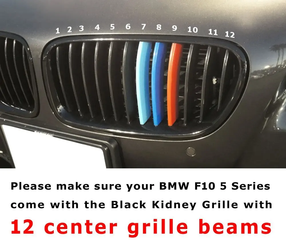 3-Цвет гриль вставить планки решетка Пряжка Fit 12 балки решетки для BMW 5 серии F10 F11 528i