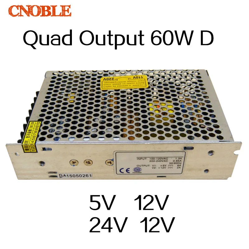 

60W D на четыре выхода 5V 12V 24V -12V импульсный источник питания AC в DC SMPS