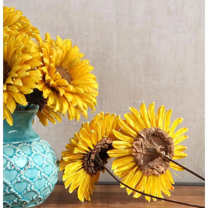 5pcs Sunflower dry flower bouquets dried flowers sitting room adornment eternal life really natural simulation sunflower | Дом и сад