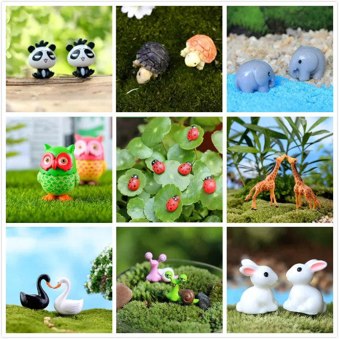 Resin Animals Rabbit Duck Miniatures Figurines Mini Craft Figurine Plant Pot Garden Ornament Miniature Fairy Decor DIY | Дом и сад