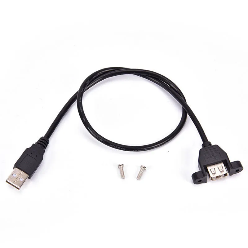 60 см USB 2 0 A папа к гнезду Панель Крепление Винт Замок удлинитель Кабель Шасси