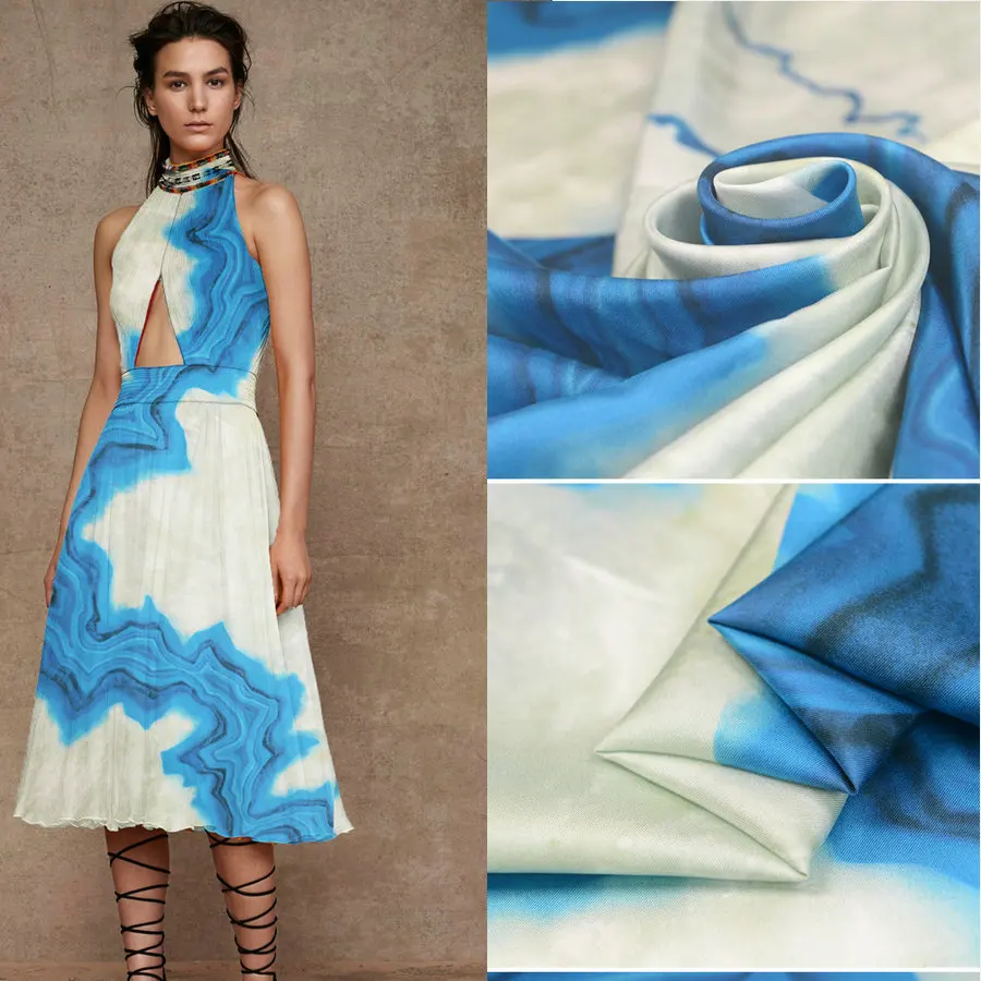 

16050214 high quality printed Silk Twill fabric for silk dress 100% silk fabric