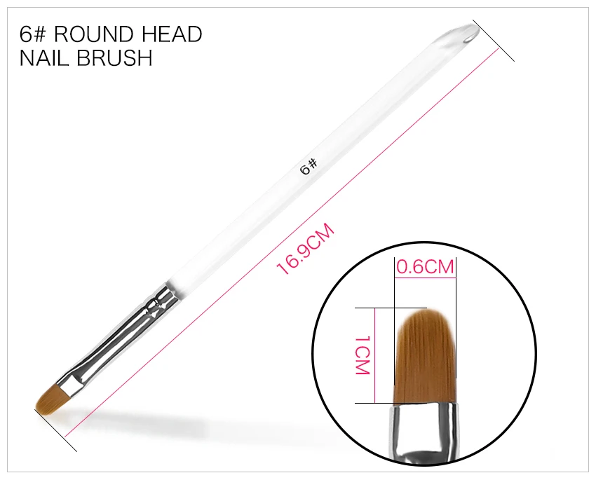 AriesLibra Nail Art Brush Round Head UV Gel Transparent Acrylic Manicure Pen Professional Painting Drawing Tool for Nail Beauty