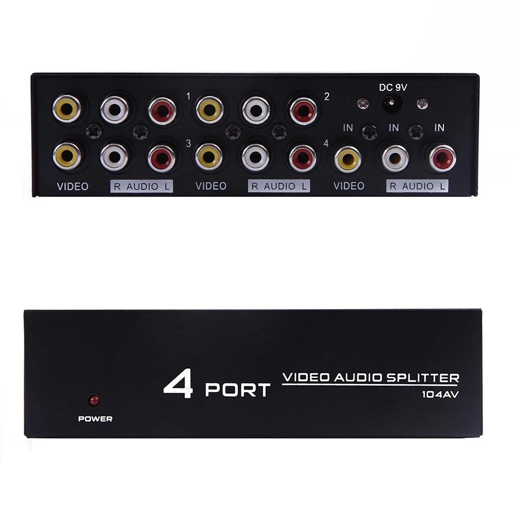 Композитный переключатель 4 в 1 для аудио и видео сигнала 1x4 Box L/R Селекторный