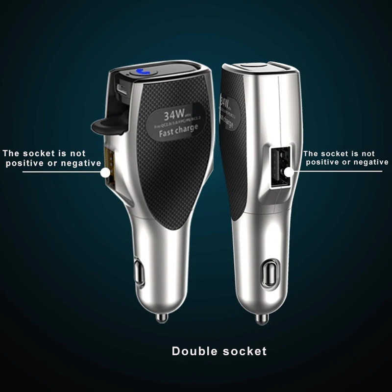 2 в 1 Автомобильное зарядное устройство Быстрая зарядка 3 0 двойной USB с Bluetooth 4