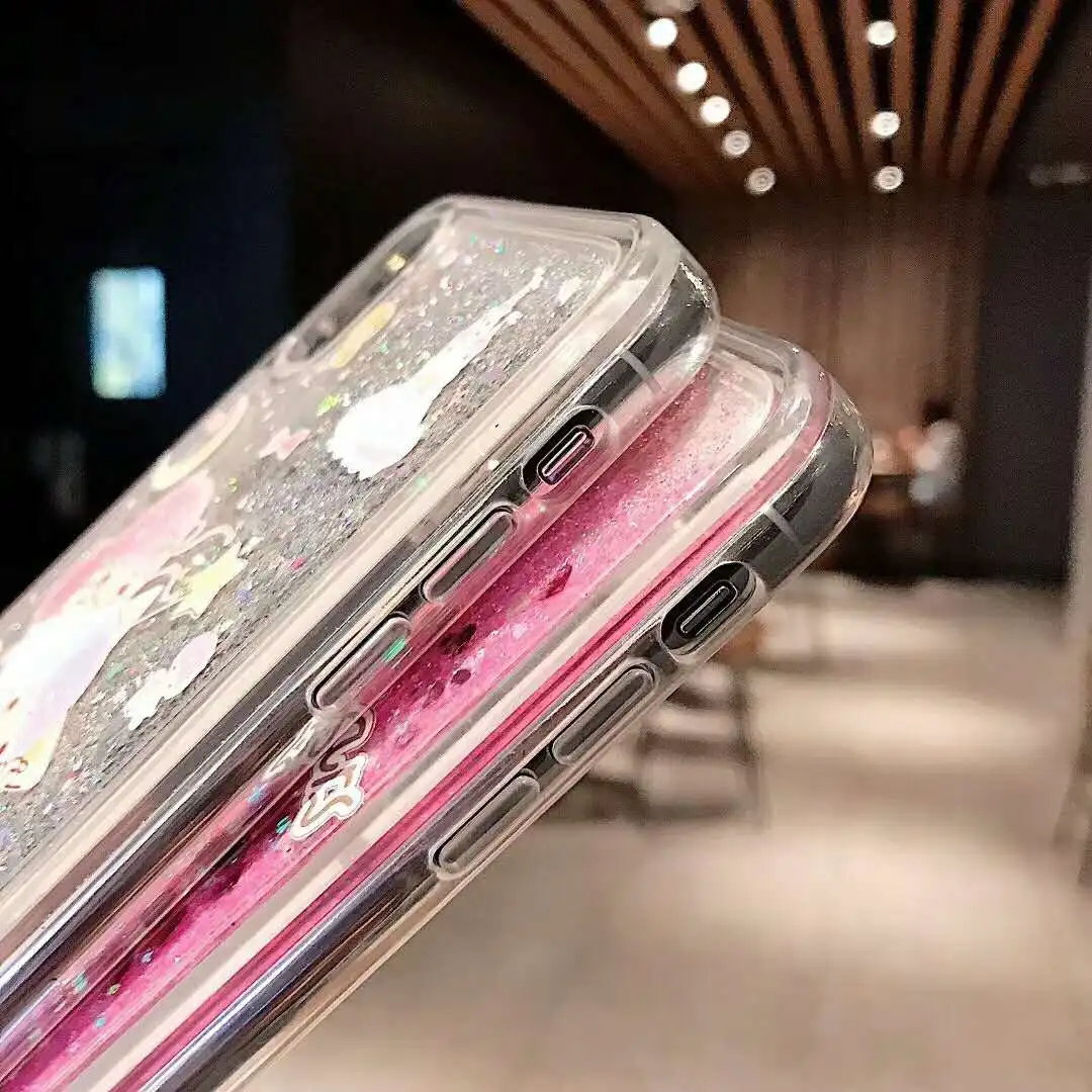 Блестящий милый чехол Gemini Liquid Quicksand для iPhone Xr XS MAX X 7 8 Plus пара силиконовая мягкая