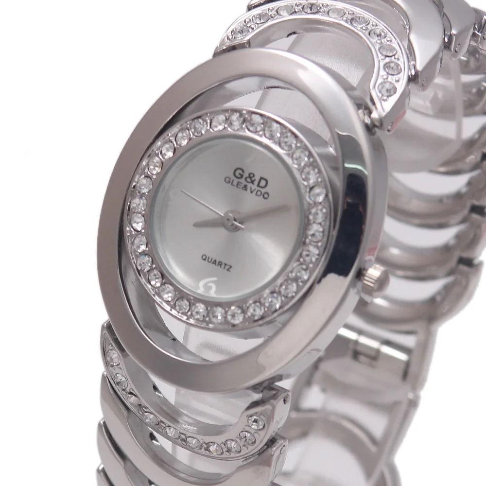 

WA142 Luxury G&D Wome Quartz Wristwatches Stainless Steel Relojes Mujer Silver Ladies Bracelet Watch Relogio Feminino