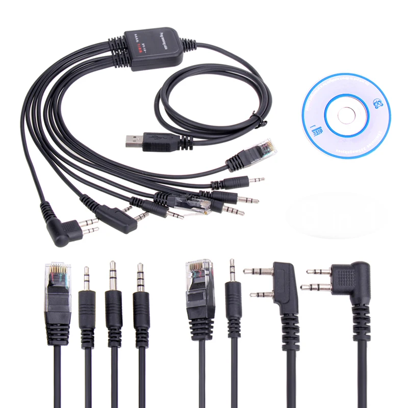 Новый 8 в 1 USB-кабель для программирования Частотный кабель с CD Baofeng UV-5R Motorola AXU4100