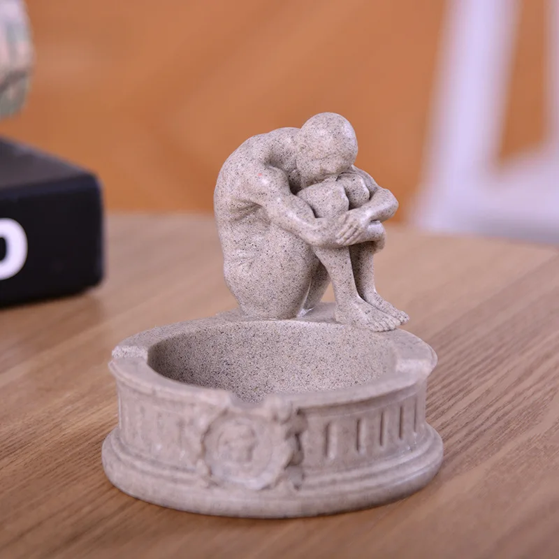 B Ручная работа, скульптура из песчаника, изделия из смолы, креативная человеческая пепельница для учебы, офиса, рабочего стола, украшение для дома - Цвет: B