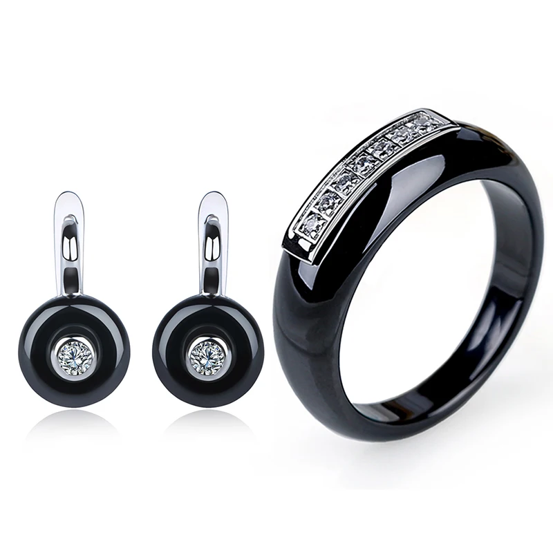 Женский классический набор украшений из керамики и сережек кольца вечерние