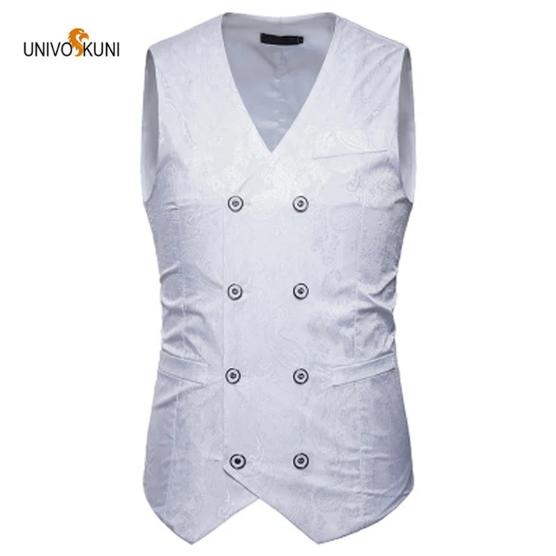 

UNIVOS KUNI 2019 New Brand Clothing Fashion Vest Men's Formal Wear Casual Print Vest chalecos para hombre High Quality WYR30