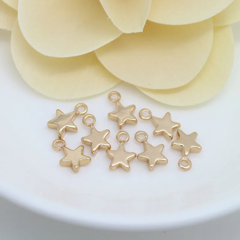 Маленькие позолоченные блестящие Плавающие Подвески в форме звезды каратного