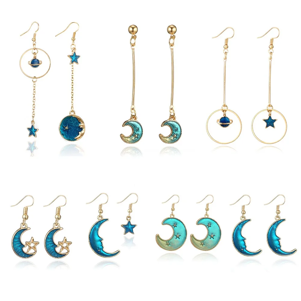 2018 новые богемные геометрические серьги звезды луна земля элегантные Висячие