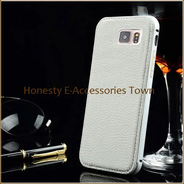 30 Pc/lot Aluminum Frame + PU Leather Back 2in1 Cover Cases 5.1&quot Inch For Samsung Galaxy S6 G9200 G9208 G9209 Multi-Color |