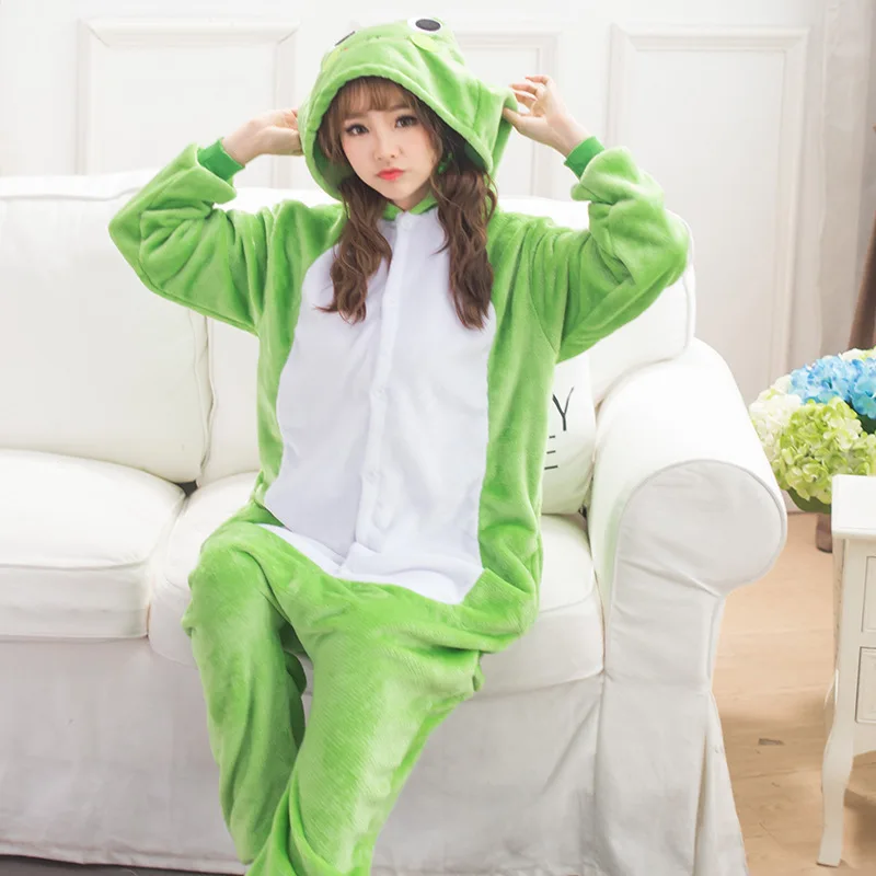 

Animal Pajamas Frog Kigurumi Onesies For Adults Jumpsuit One-Piece Pijamas Carnival Suit Sleepwear Halloween Cosplay Costume