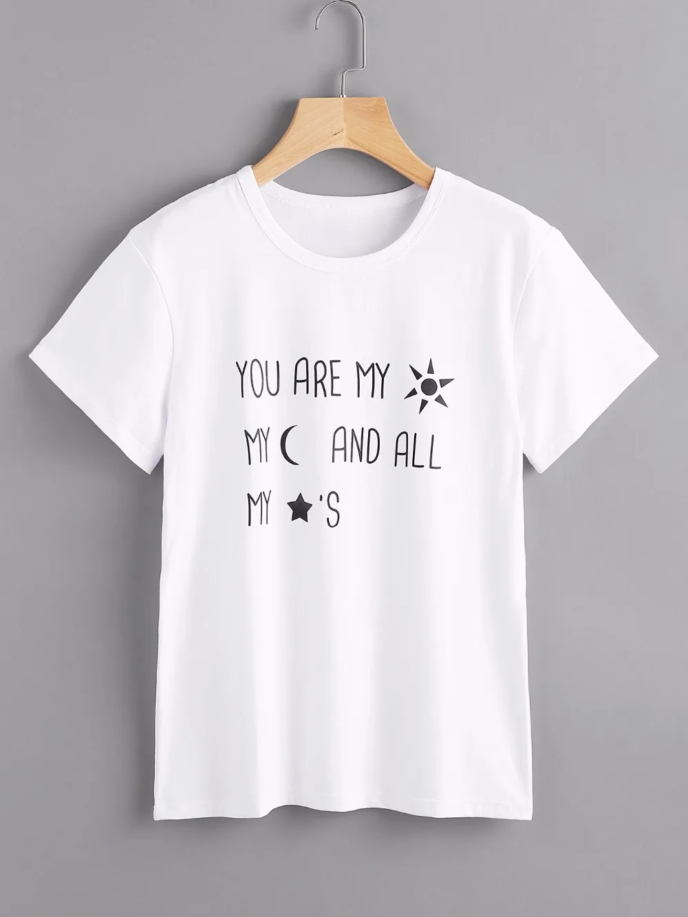 

Футболка женская с надписью «YOU ARE MY SUN MY MOON»