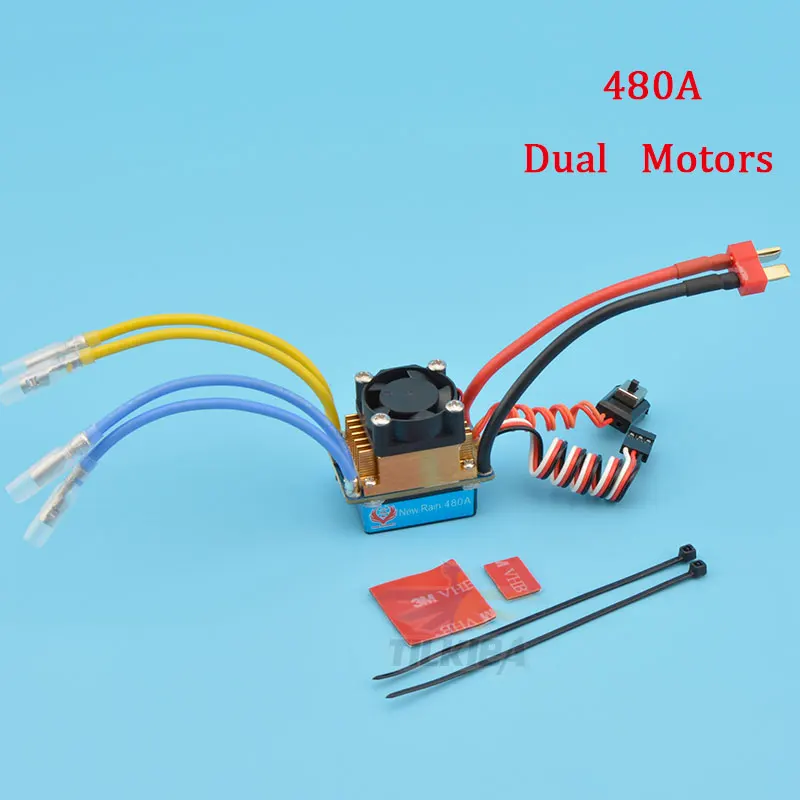 Радиоуправляемая лодка 160A/320A/480A ESC 380/540/775 матовый регулятор скорости двигателя двойной режим регулятор ленточный тормоз для 1:10 автомобиля приманки лодки - Цвет: 480A Dual Motor Wind