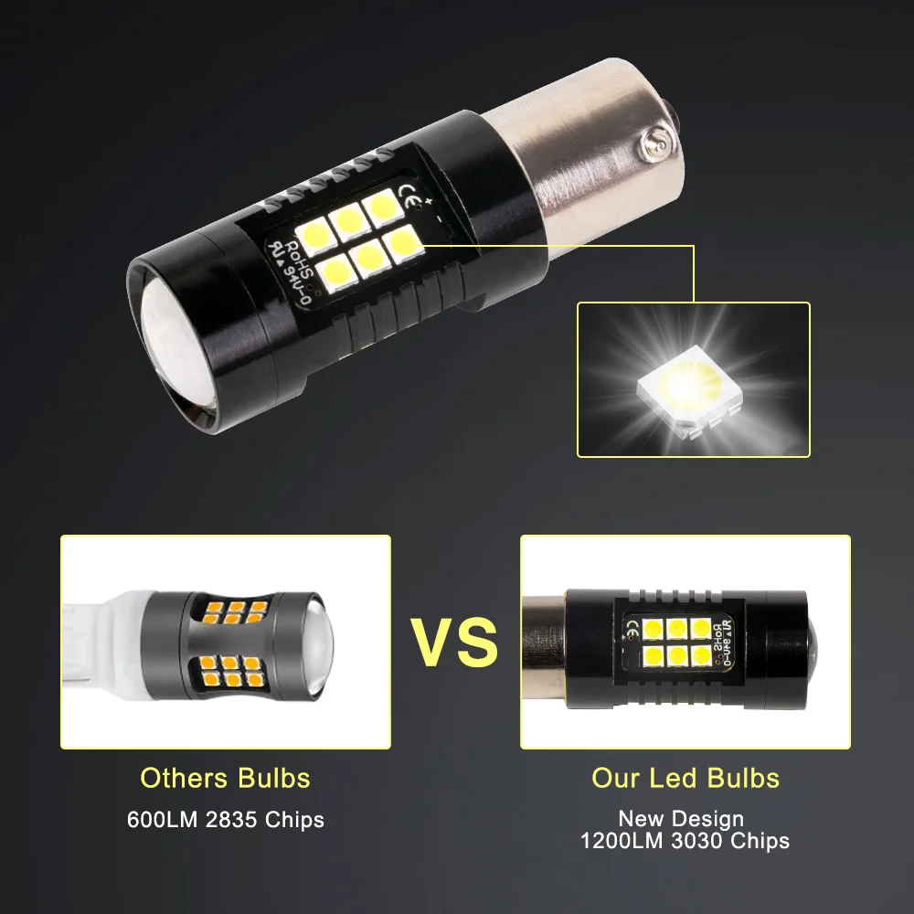 2Pcs 1156 BA15S P21W LED BAU15S PY21W BAY15D Bulb 1157 P21/5W R5W 21pcs 3030SMD Auto Lamp Bulbs Car Light 12V - 24V | Автомобили и