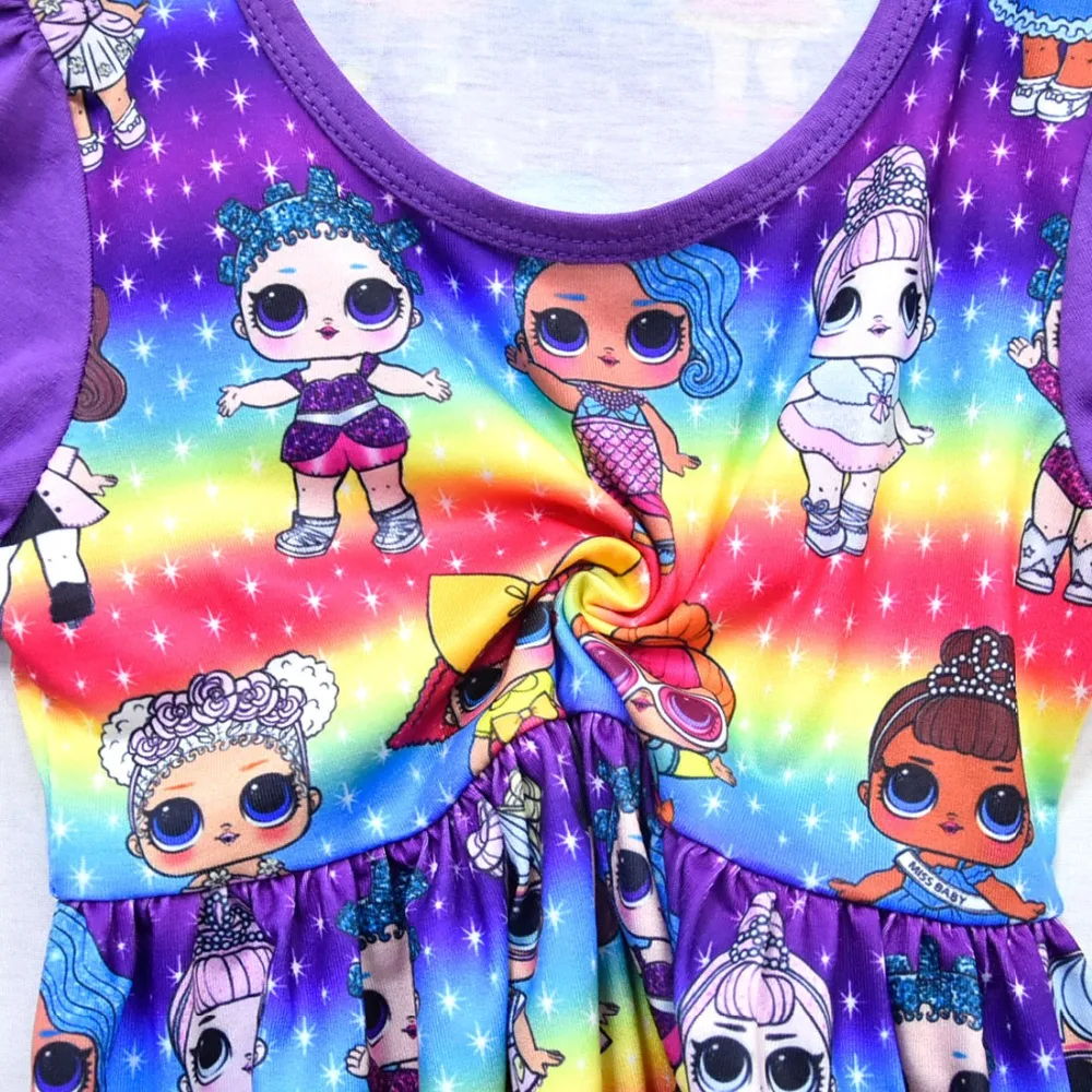 2019 Summer New Princess Dress Flying Sleeves Girls Dresses Ball Gown Cartoon Print Baby Clothes Kids | Детская одежда и обувь