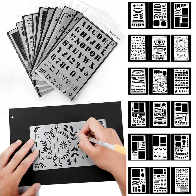 20 шт. планировщик трафарет для рисования Дневник Декор ремесленный альбом