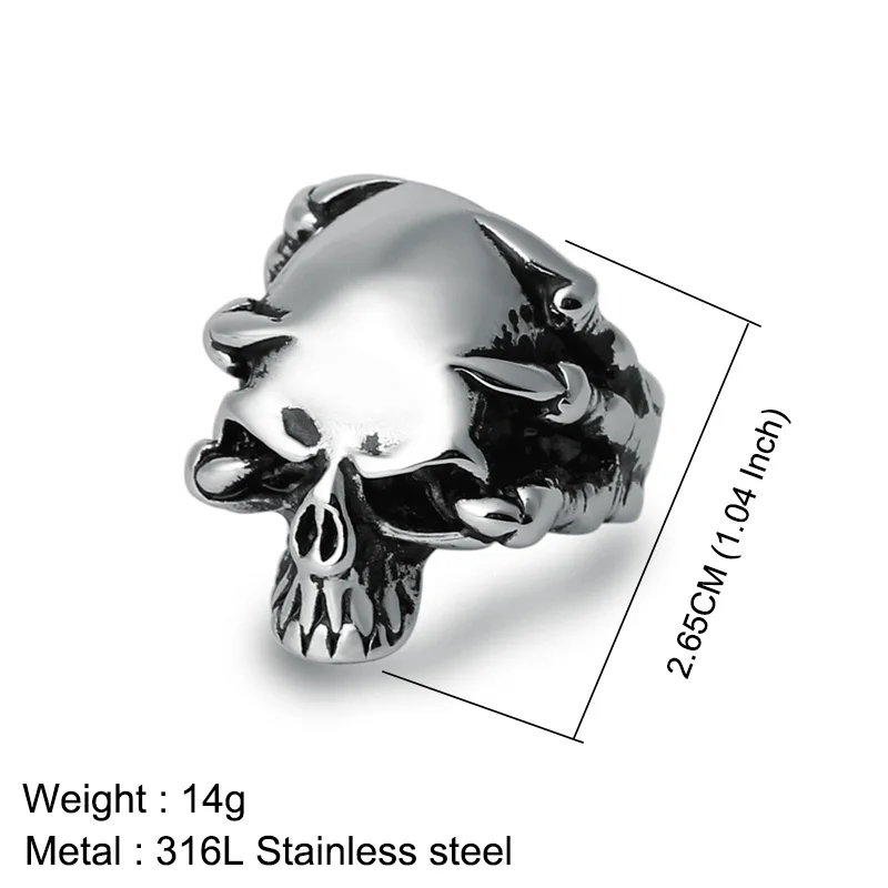 Новая мода Нержавеющая сталь кольца с черепом для Для мужчин серебро Цвет