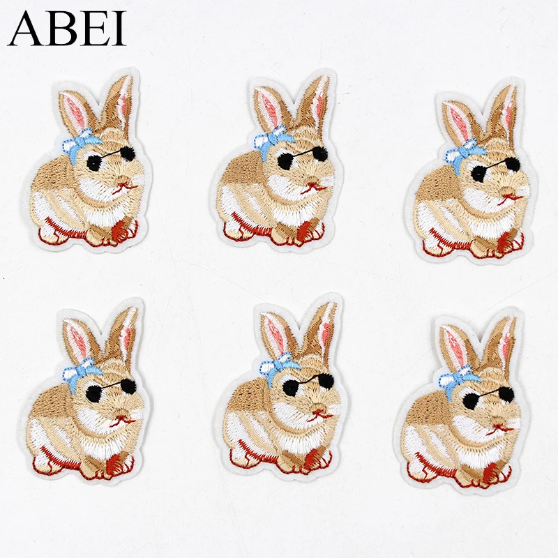 10 шт./лот вышитые термоклейкие нашивки с милым кроликом Мультяшные наклейки