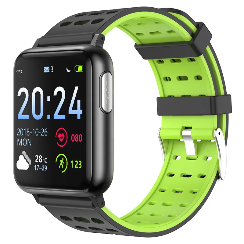 Black and green WATCH5 умные часы Bluetooth часы для измерения артериального давления пульсометр PPG ЭКГ часы Шагомер активности фитнес трекер здоровье умные часы - Цвет: Black and green