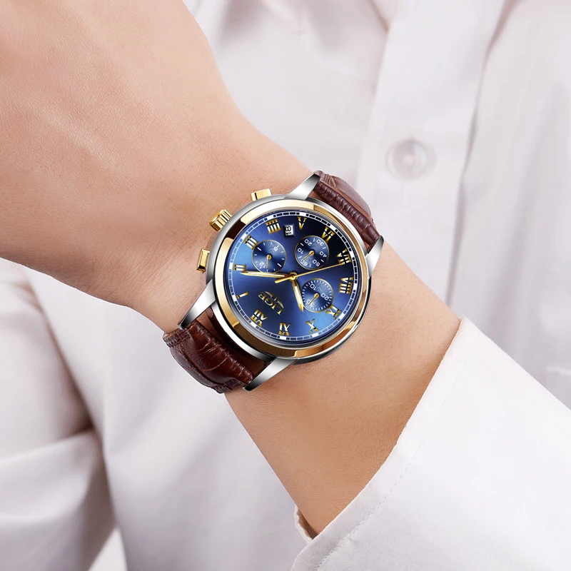 LIGE Men Watches Top Brand Luxury Leather Business Watch Male Waterproof Sport Fashion Chronograph Relogio Masculino | Наручные часы