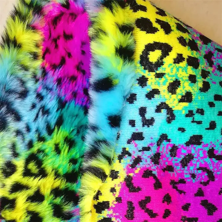 Жаккардовый Леопардовый кроличий мех плюшевая ткань цветной принт