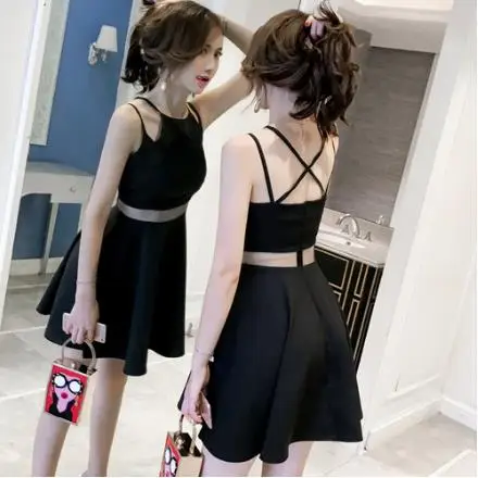 Сексуальное открытое мини платье на бретелях женское летнее праздничное с