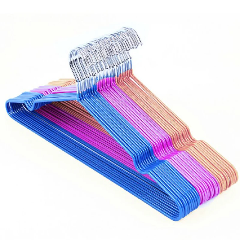 10 pcs/lot 41cm Fashionable Quality PVC Coated Clothes Hangers Anti-skid Plastic Coat Hanger Dry-wet Clothing Hanging | Дом и сад