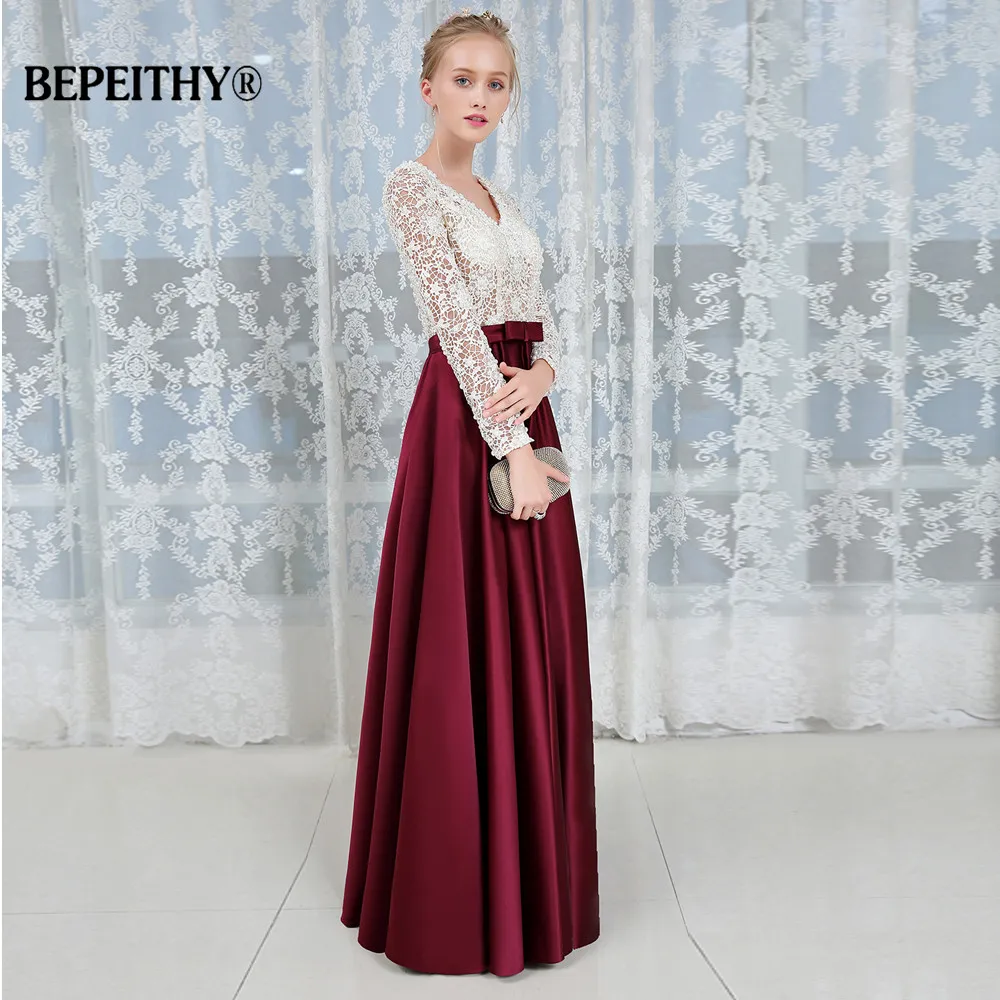 Robe De Soiree кружевное длинное платье с длинными рукавами для выпускного вечера 2019