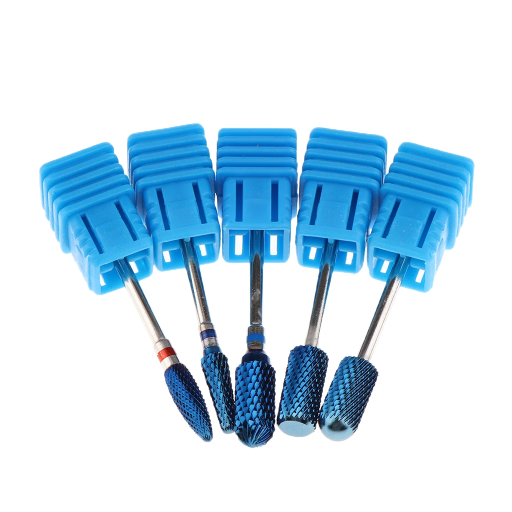 5Pcs 5 Sizes Tungsten Steel Alloy Nail Drill Bits for Acrylic Gel UV Nails Removal, Safety Cuticle Dead Skin Cleaner